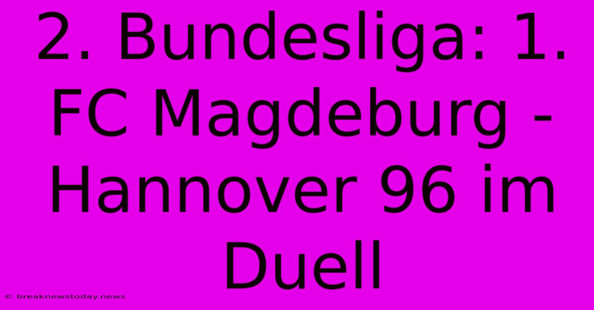 2. Bundesliga: 1. FC Magdeburg - Hannover 96 Im Duell 