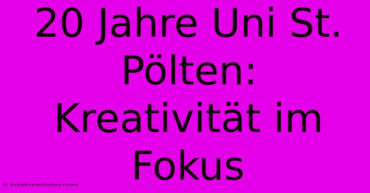 20 Jahre Uni St. Pölten: Kreativität Im Fokus