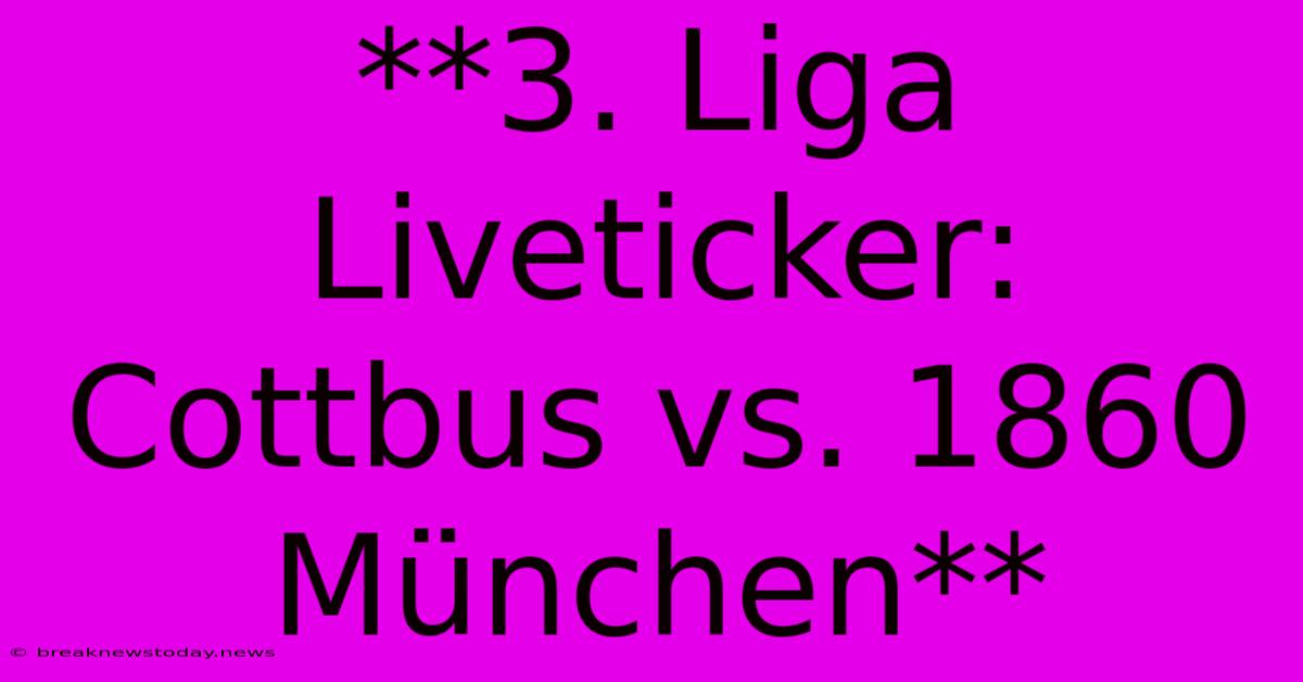 **3. Liga Liveticker: Cottbus Vs. 1860 München**