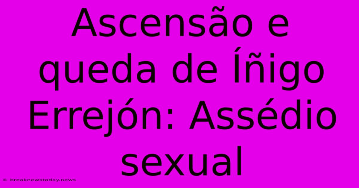 Ascensão E Queda De Íñigo Errejón: Assédio Sexual 