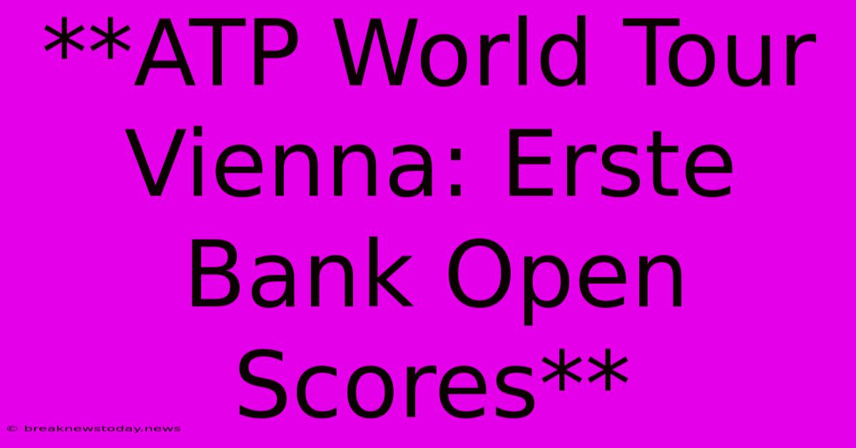 **ATP World Tour Vienna: Erste Bank Open Scores**