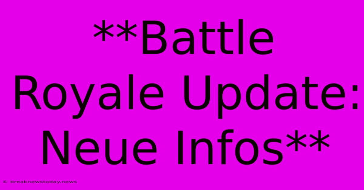 **Battle Royale Update: Neue Infos**