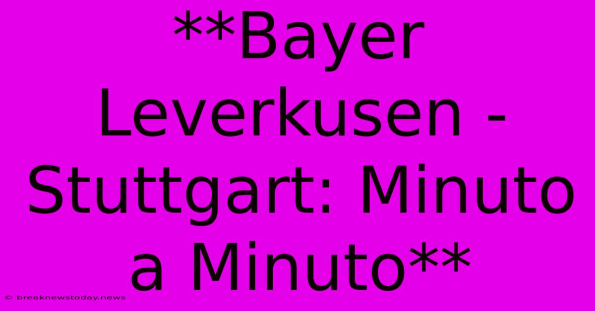 **Bayer Leverkusen - Stuttgart: Minuto A Minuto**