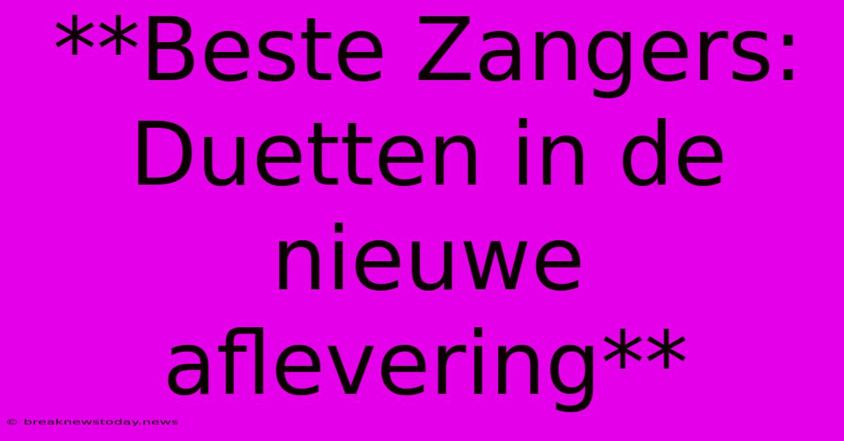 **Beste Zangers: Duetten In De Nieuwe Aflevering**