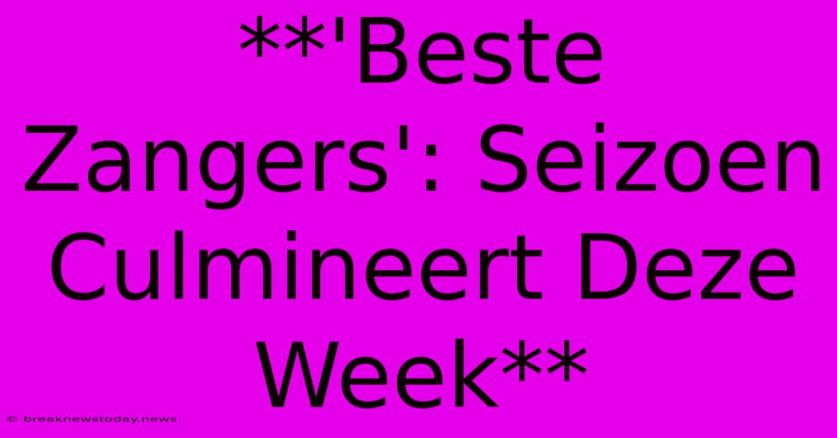 **'Beste Zangers': Seizoen Culmineert Deze Week** 