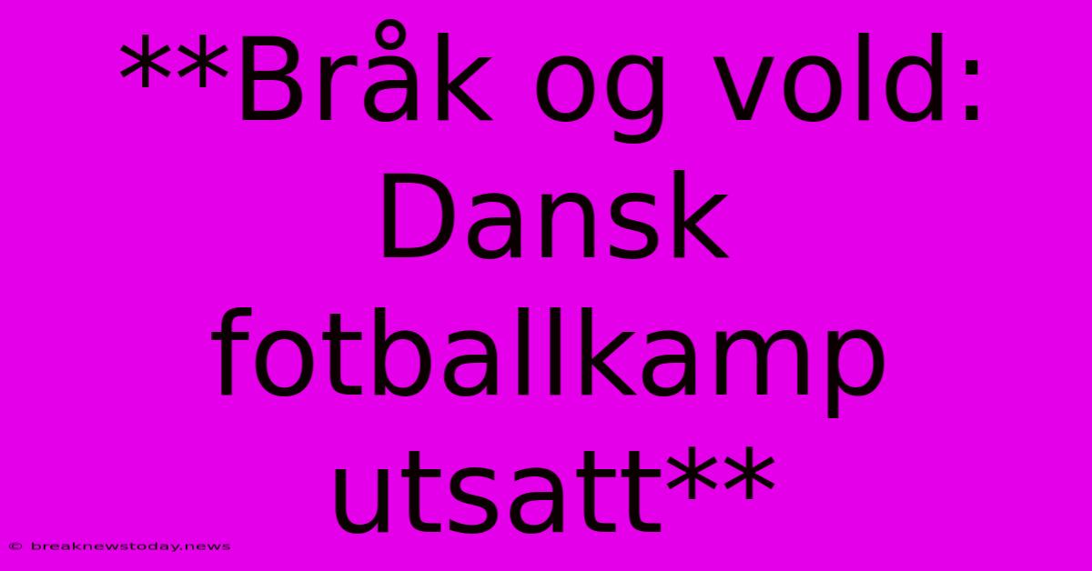 **Bråk Og Vold: Dansk Fotballkamp Utsatt** 