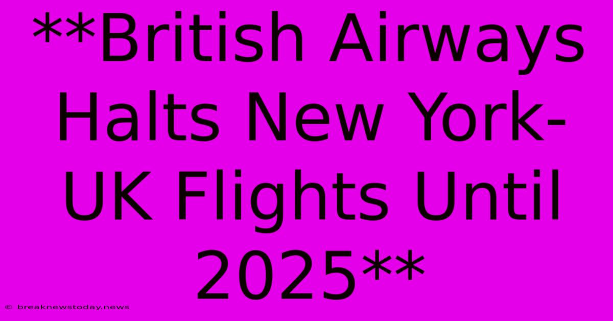 **British Airways Halts New York-UK Flights Until 2025**