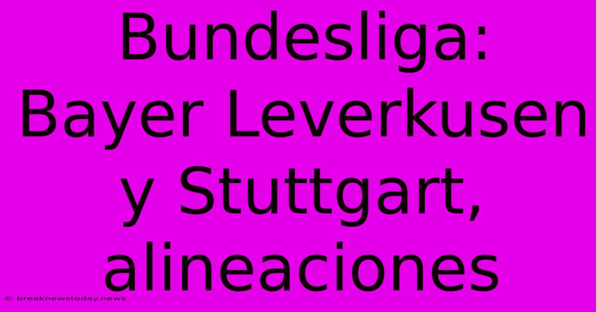 Bundesliga: Bayer Leverkusen Y Stuttgart, Alineaciones 