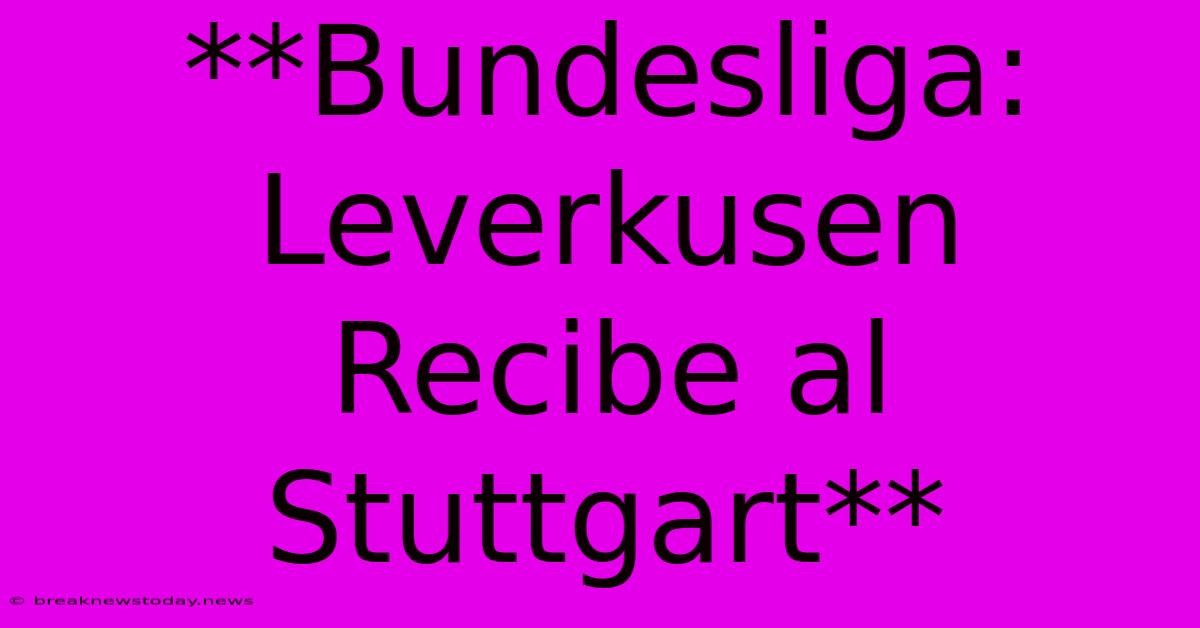 **Bundesliga: Leverkusen Recibe Al Stuttgart**