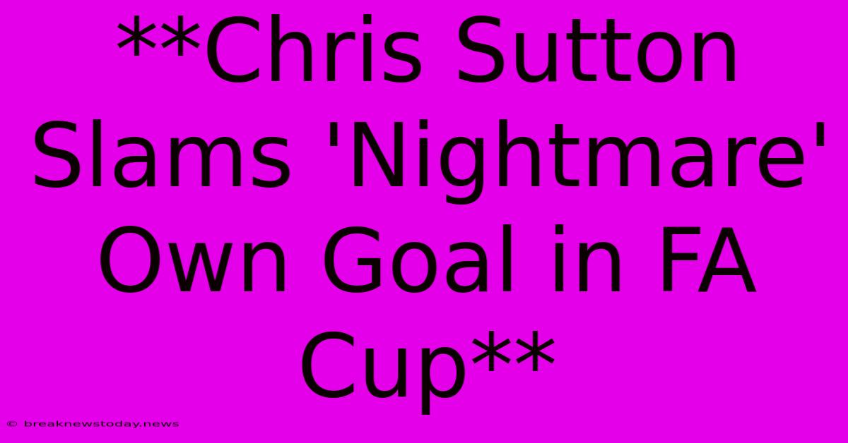 **Chris Sutton Slams 'Nightmare' Own Goal In FA Cup**