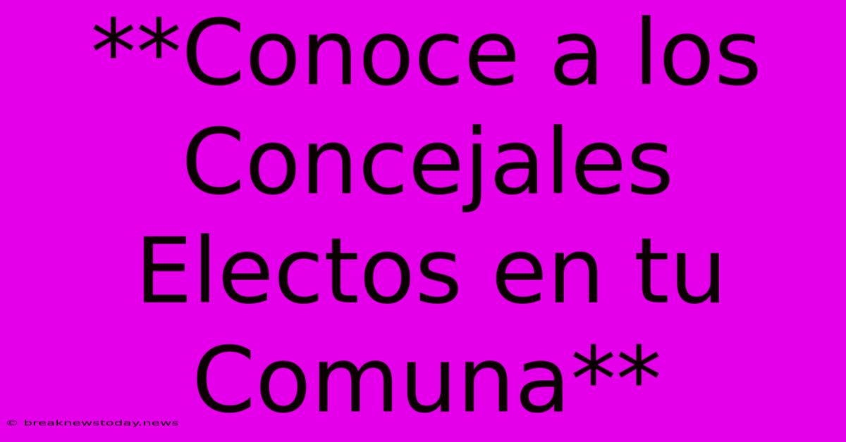 **Conoce A Los Concejales Electos En Tu Comuna**