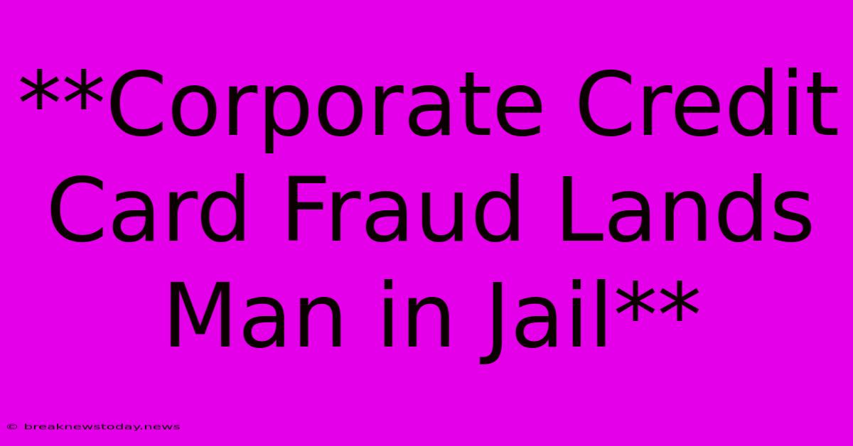 **Corporate Credit Card Fraud Lands Man In Jail**