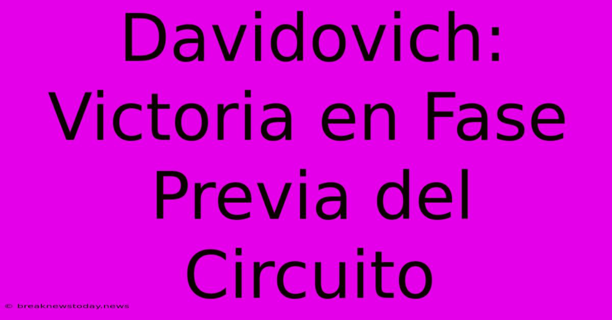 Davidovich: Victoria En Fase Previa Del Circuito