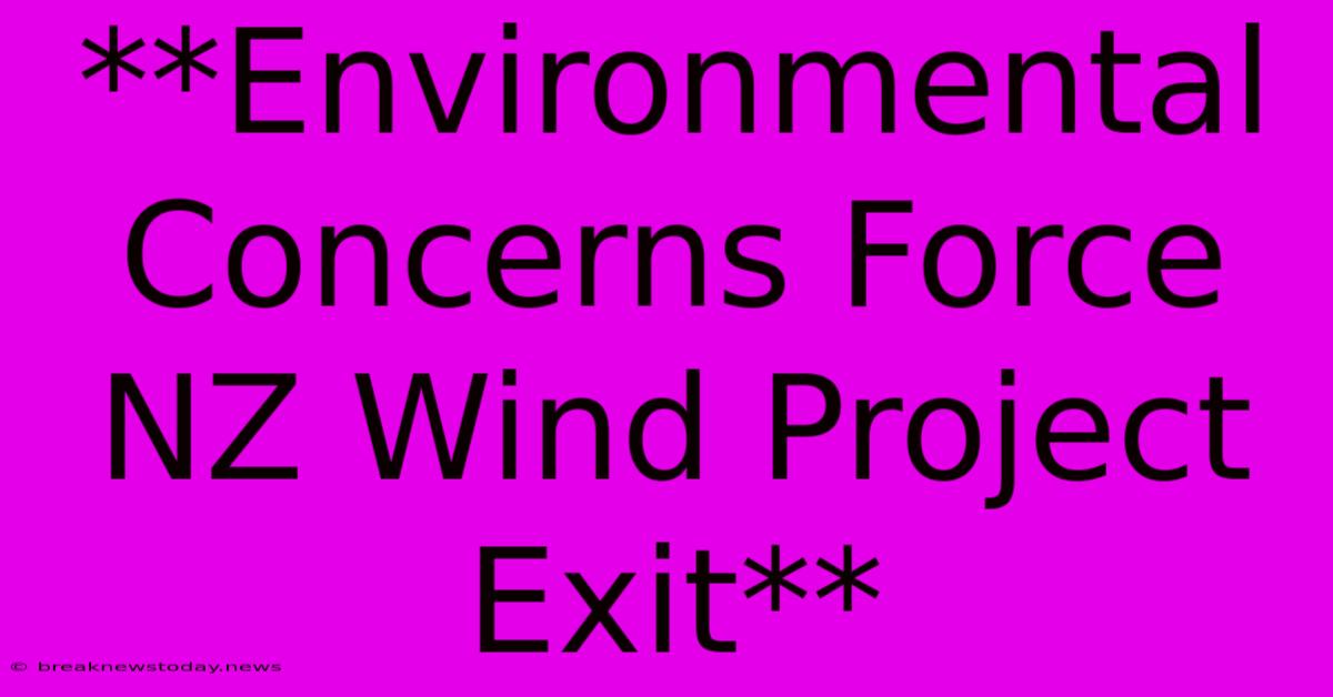 **Environmental Concerns Force NZ Wind Project Exit** 