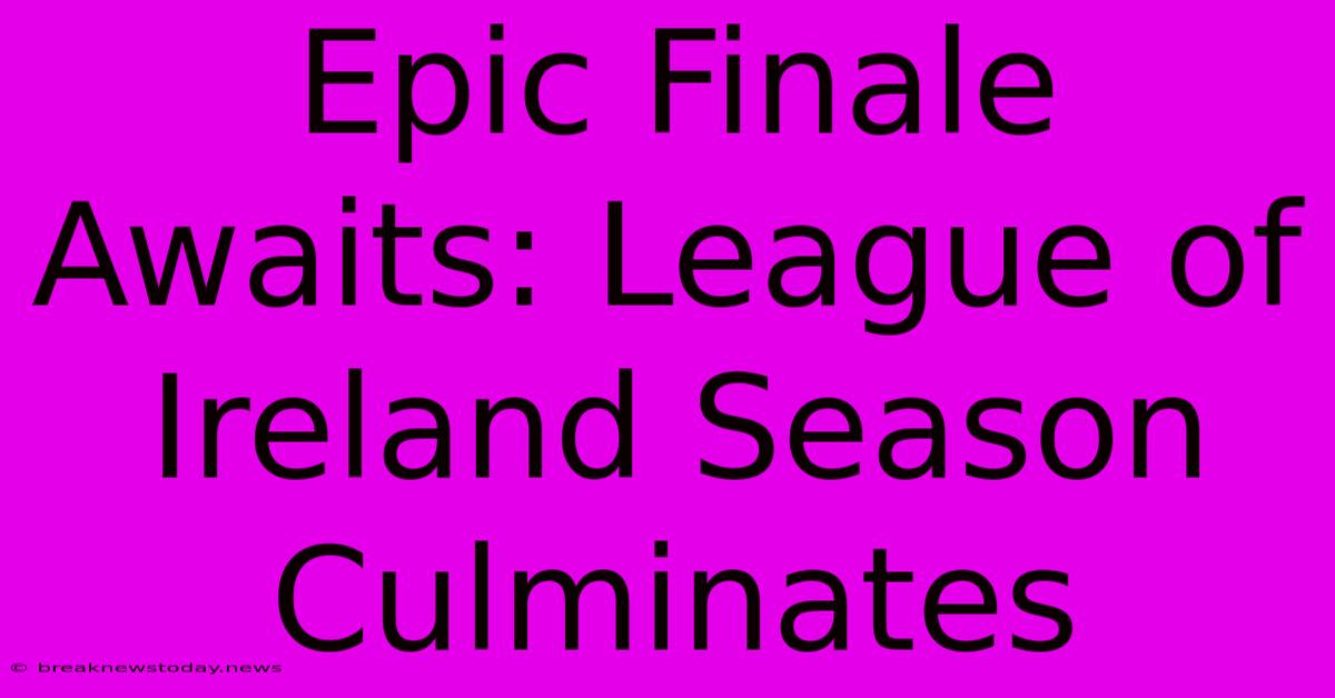 Epic Finale Awaits: League Of Ireland Season Culminates