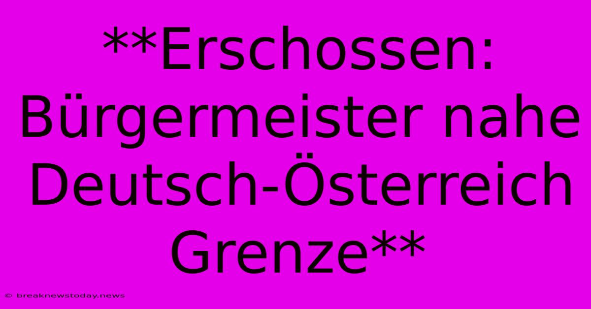 **Erschossen: Bürgermeister Nahe Deutsch-Österreich Grenze**