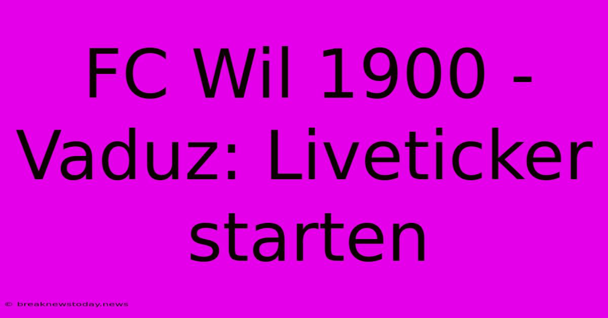 FC Wil 1900 - Vaduz: Liveticker Starten 