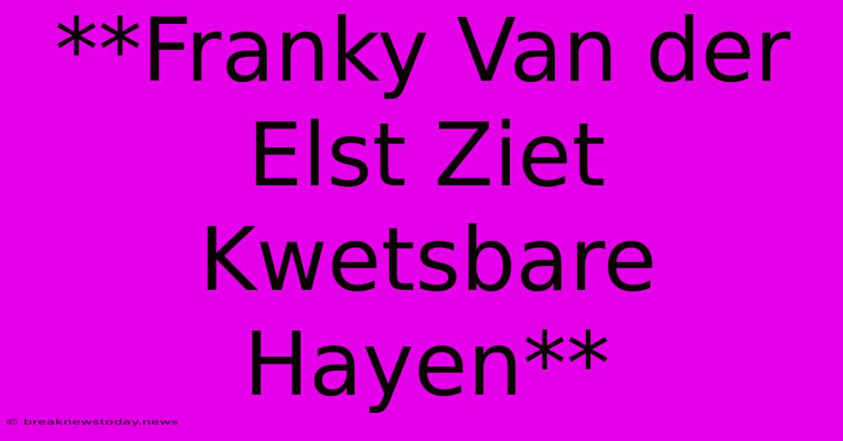 **Franky Van Der Elst Ziet Kwetsbare Hayen**