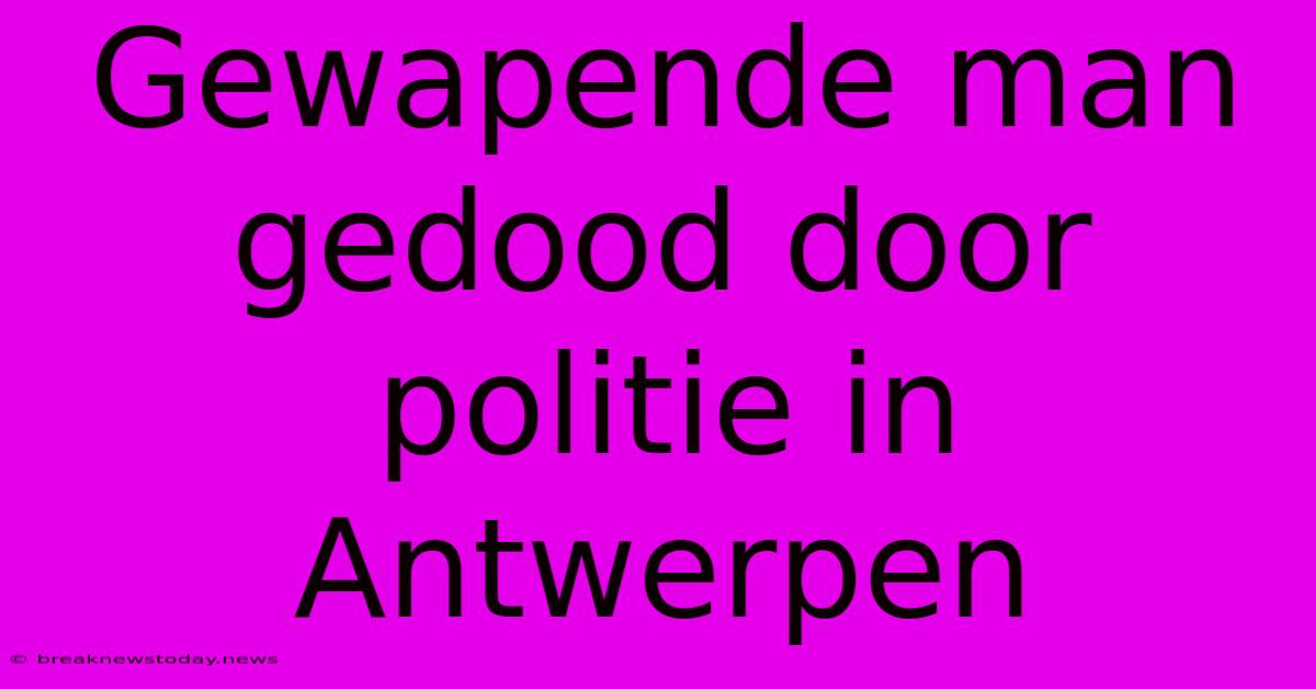 Gewapende Man Gedood Door Politie In Antwerpen