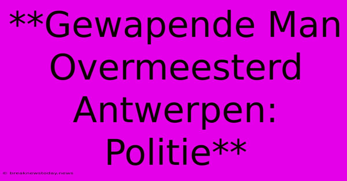 **Gewapende Man Overmeesterd Antwerpen: Politie**