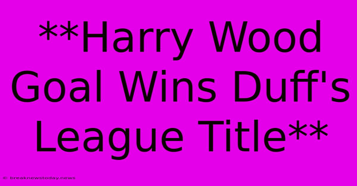 **Harry Wood Goal Wins Duff's League Title**