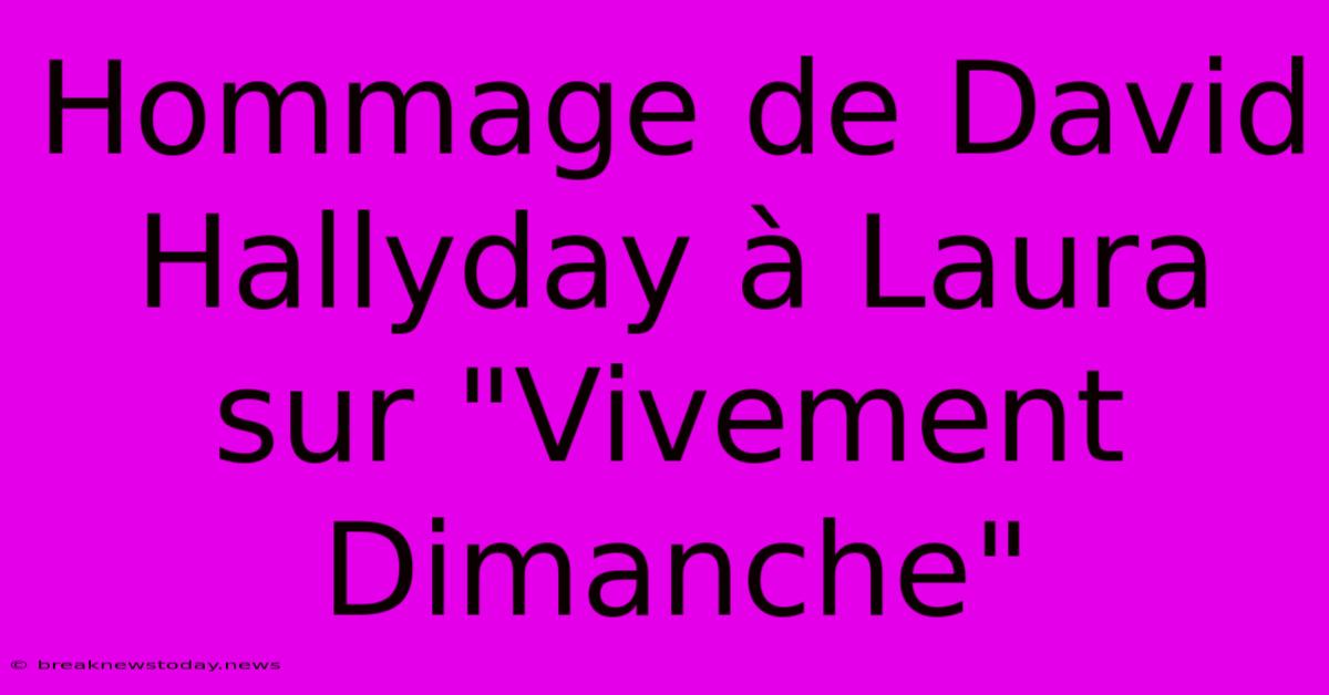 Hommage De David Hallyday À Laura Sur 