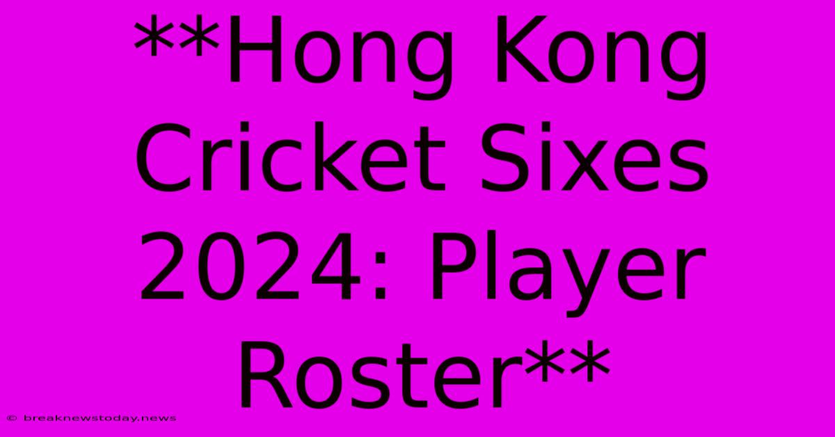 **Hong Kong Cricket Sixes 2024: Player Roster**