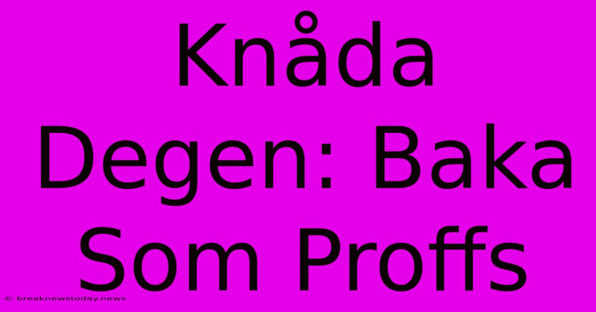 Knåda Degen: Baka Som Proffs