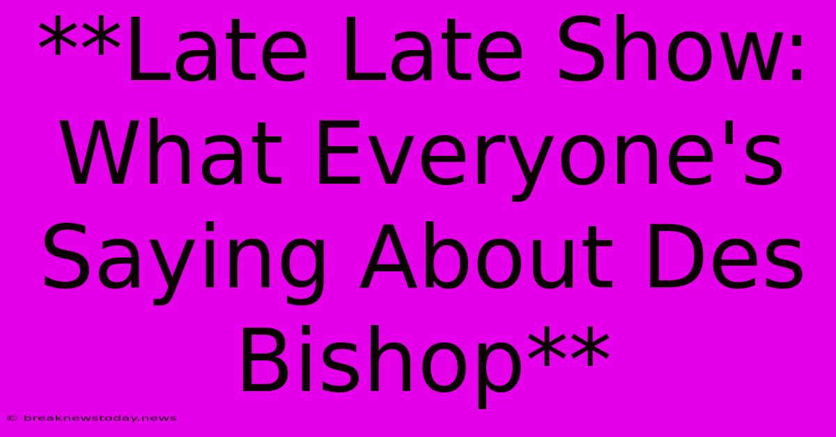 **Late Late Show: What Everyone's Saying About Des Bishop**