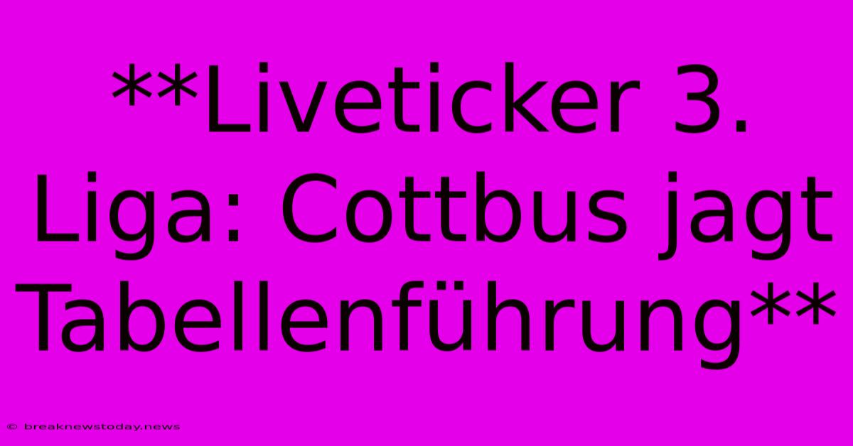 **Liveticker 3. Liga: Cottbus Jagt Tabellenführung**