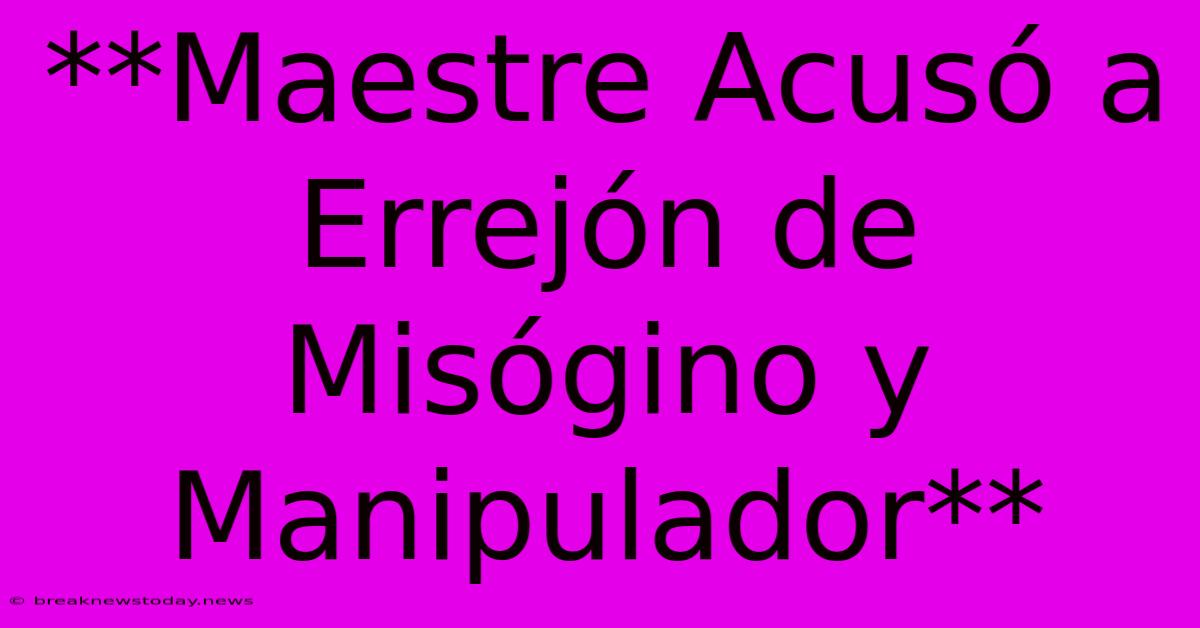 **Maestre Acusó A Errejón De Misógino Y Manipulador** 