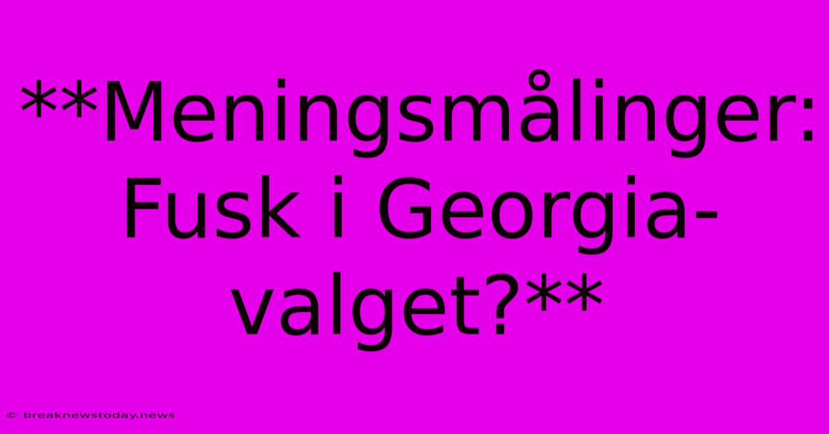 **Meningsmålinger: Fusk I Georgia-valget?**