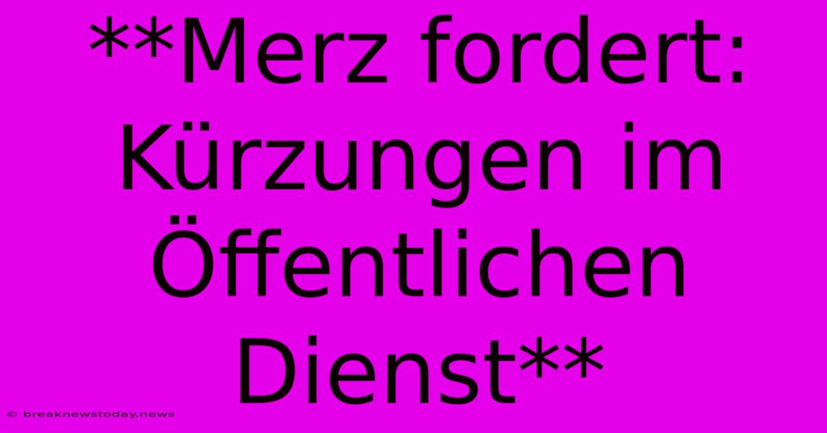 **Merz Fordert: Kürzungen Im Öffentlichen Dienst**