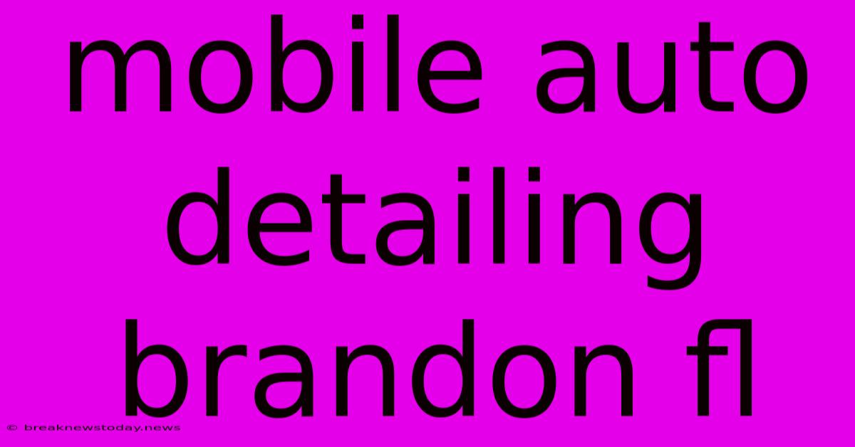 Mobile Auto Detailing Brandon Fl