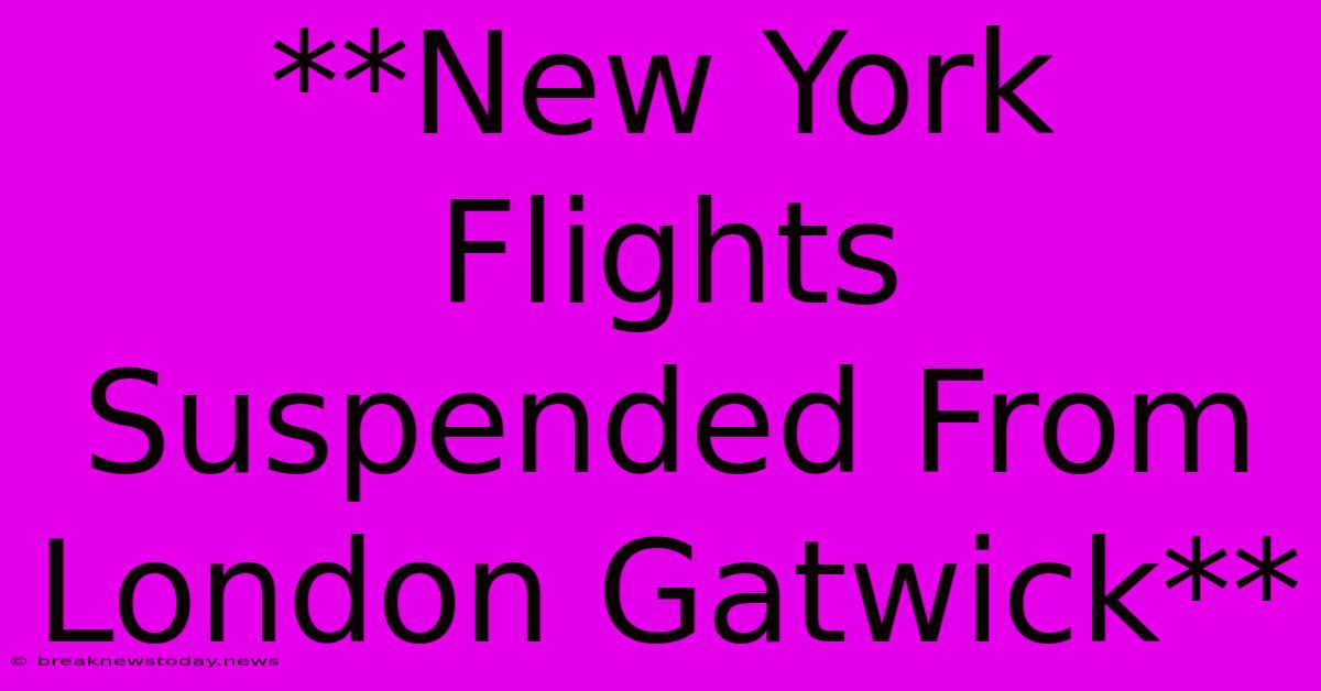 **New York Flights Suspended From London Gatwick**