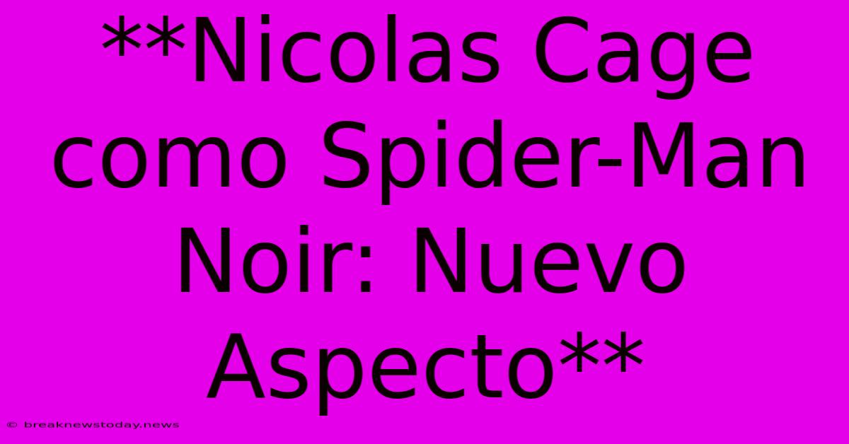 **Nicolas Cage Como Spider-Man Noir: Nuevo Aspecto**