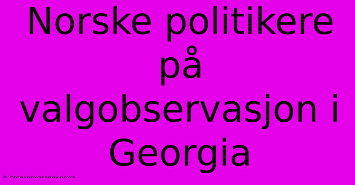 Norske Politikere På Valgobservasjon I Georgia