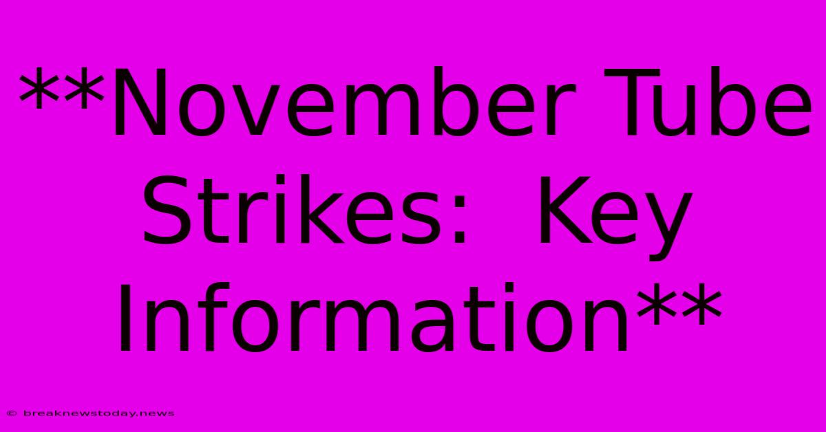 **November Tube Strikes:  Key Information**