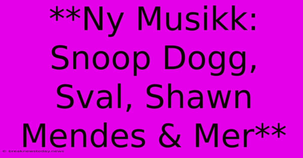 **Ny Musikk: Snoop Dogg, Sval, Shawn Mendes & Mer**