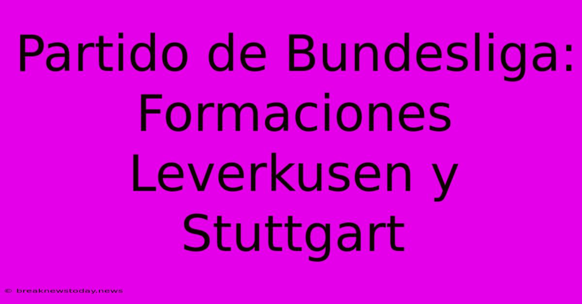 Partido De Bundesliga: Formaciones Leverkusen Y Stuttgart