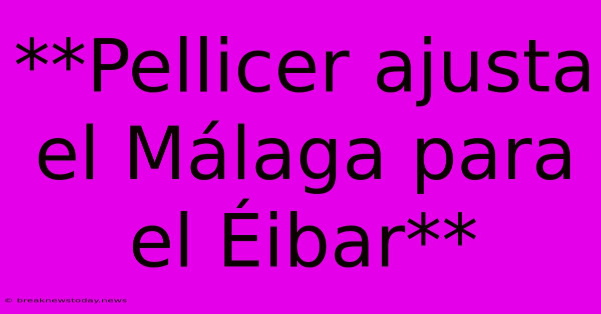 **Pellicer Ajusta El Málaga Para El Éibar**