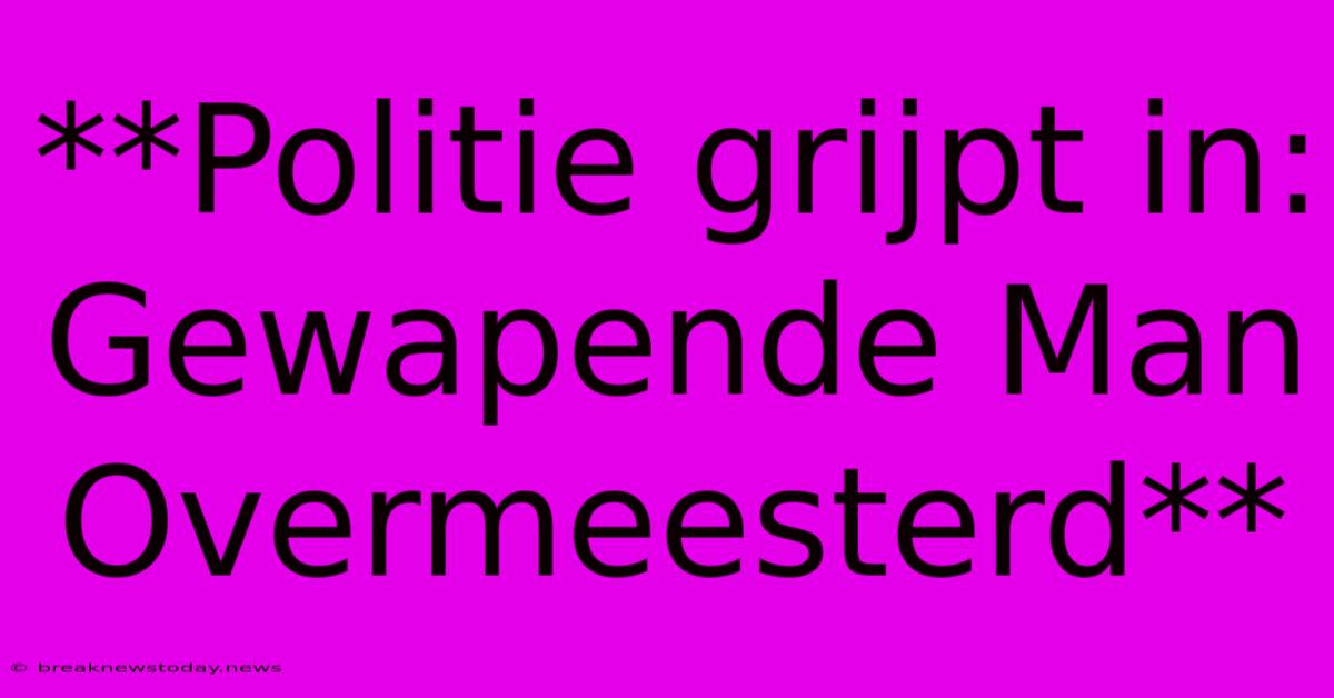 **Politie Grijpt In: Gewapende Man Overmeesterd** 