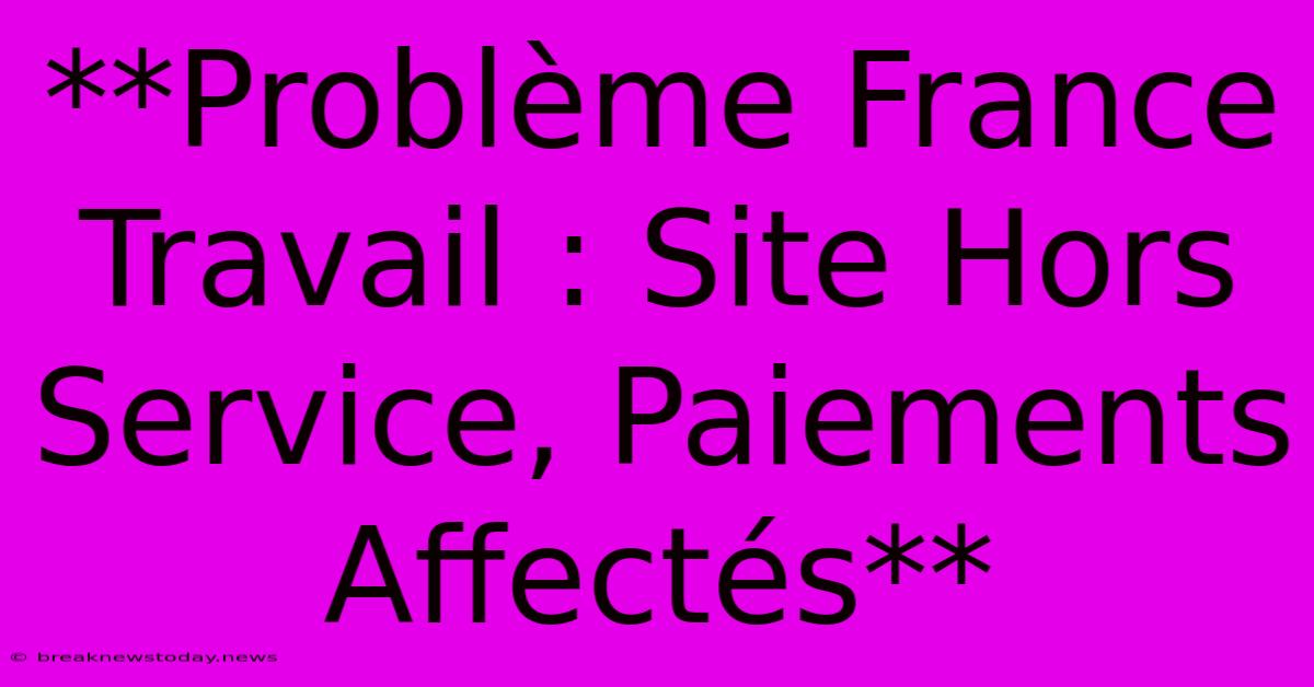 **Problème France Travail : Site Hors Service, Paiements Affectés**