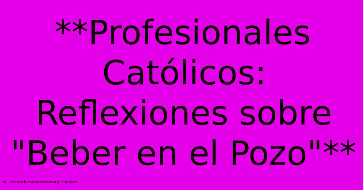 **Profesionales Católicos: Reflexiones Sobre 