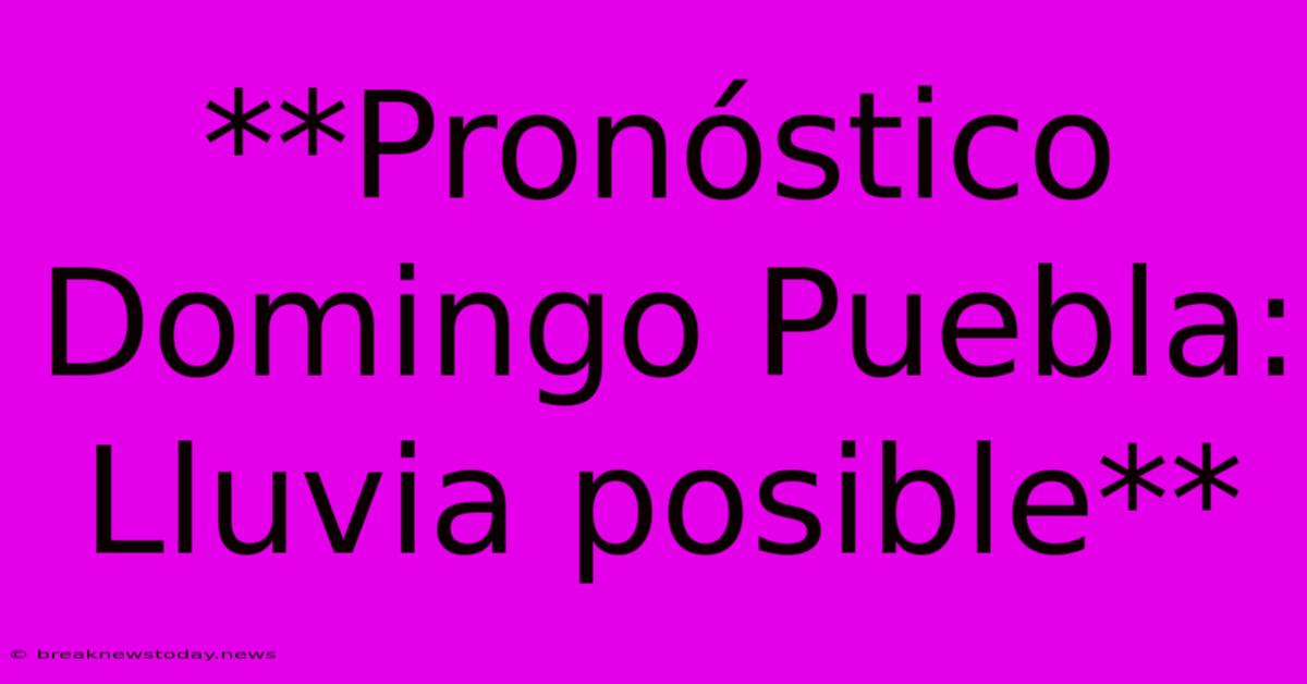 **Pronóstico Domingo Puebla: Lluvia Posible** 