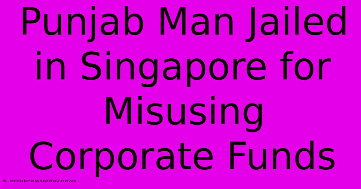 Punjab Man Jailed In Singapore For Misusing Corporate Funds 