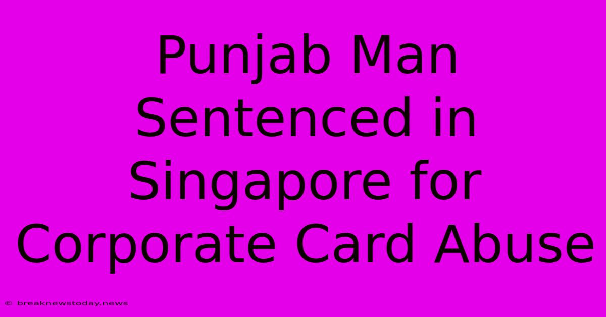 Punjab Man Sentenced In Singapore For Corporate Card Abuse