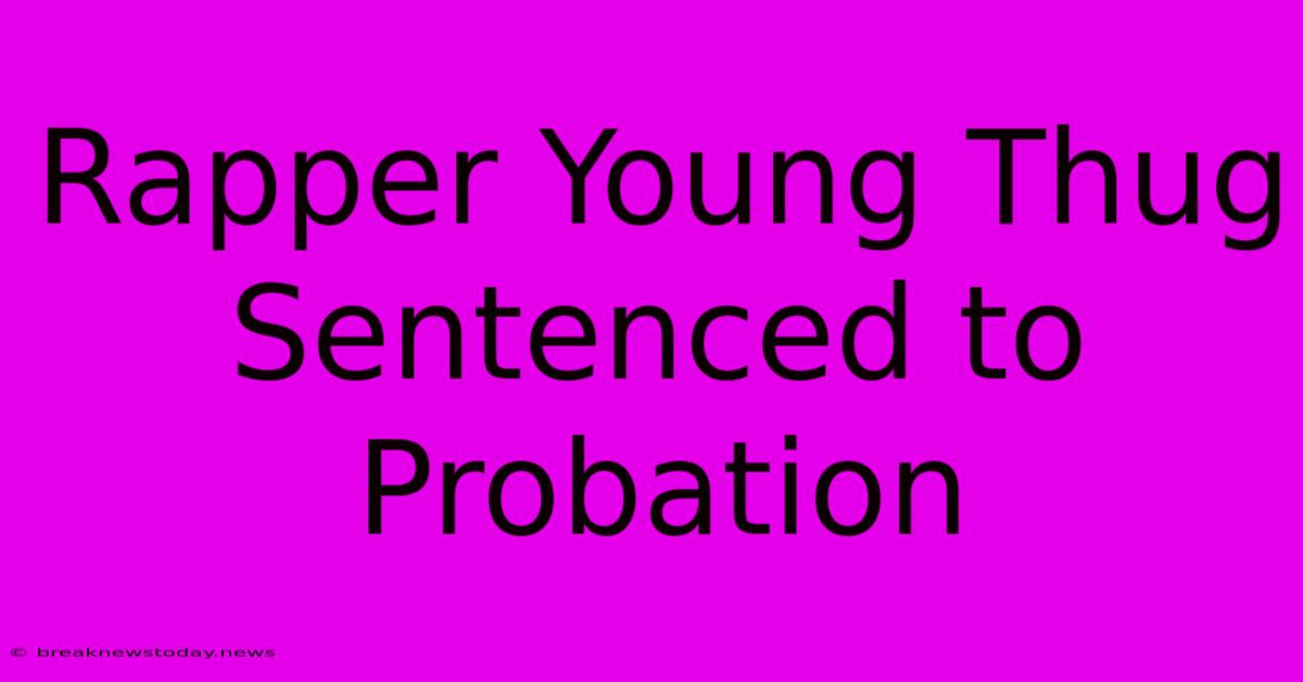 Rapper Young Thug Sentenced To Probation