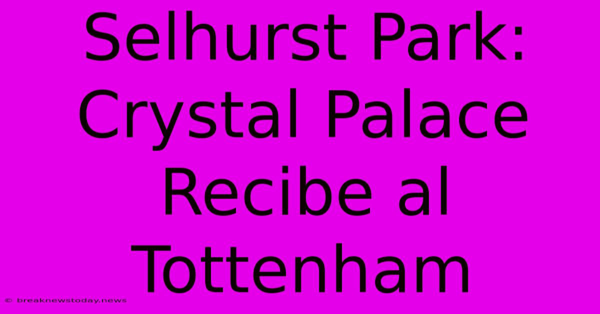 Selhurst Park: Crystal Palace Recibe Al Tottenham