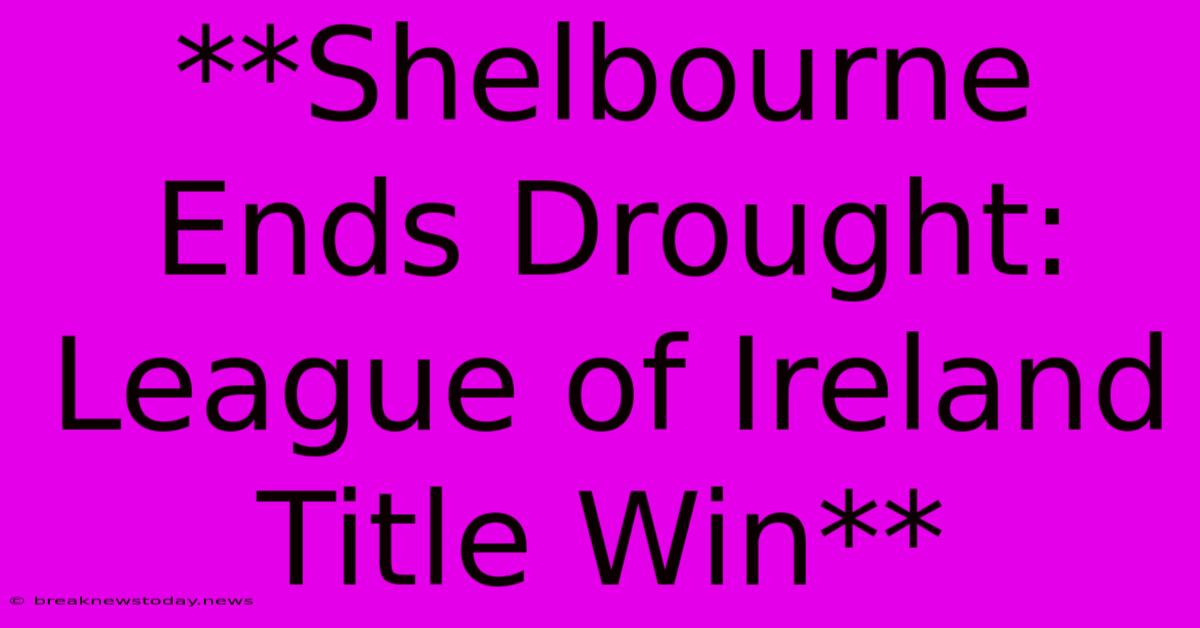 **Shelbourne Ends Drought: League Of Ireland Title Win**